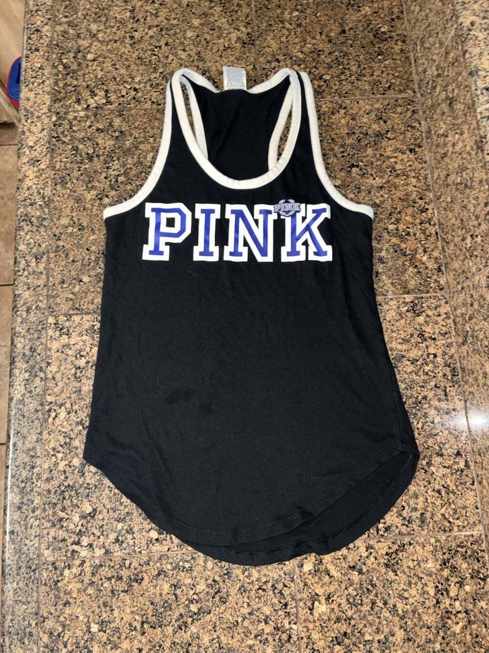 Victoria's Secret PINK Racerback Tank Top Black White Size XS